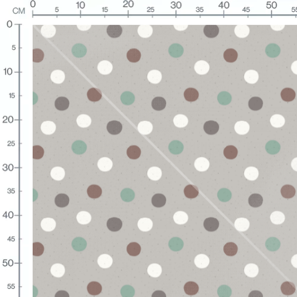 Tissu - Pois multicolores sur fond gris