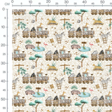 Tissu - Animaux safari et train