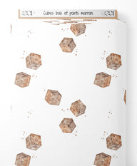 Tissu - Cubes bois et points marron
