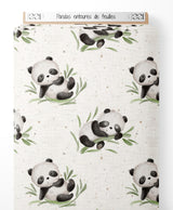 Tissu - Pandas entourés de feuilles