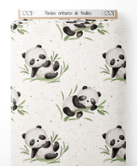 Tissu - Pandas entourés de feuilles