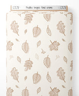 Tissu - Feuilles beiges sur fond crème