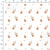 Tissu - Pommes orange et feuilles blanches
