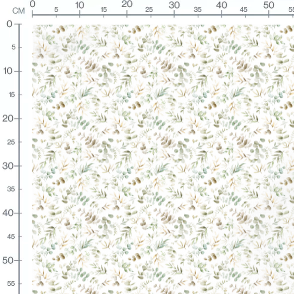Tissu - Feuilles vertes et beige