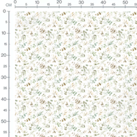 Tissu - Feuilles vertes et beige