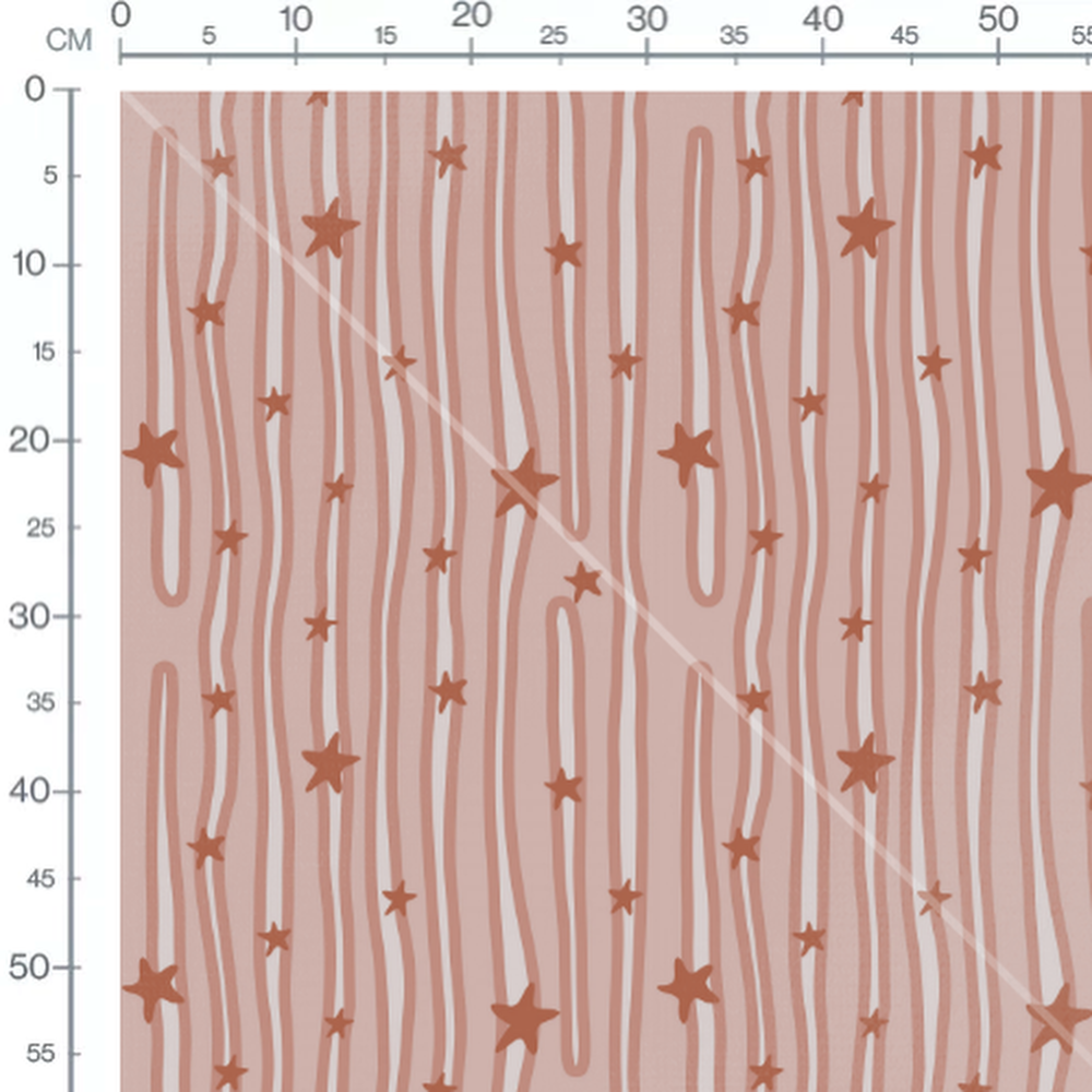 Tissu - Étoiles brunes sur rayures