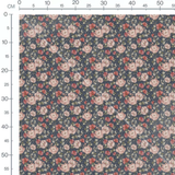 Tissu - Fleurs roses et rouges bleu