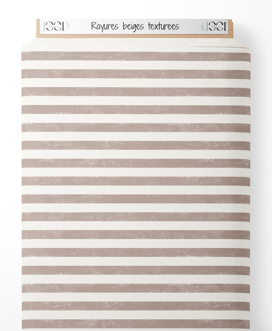 Tissu - Rayures beiges texturées
