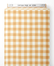 Tissu - Carreaux beige sur crème