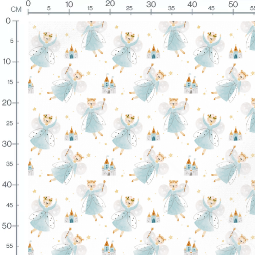 Tissu - Fées et châteaux pastel