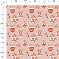 Tissu - Fraises vives autour des pots