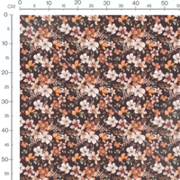 Tissu - Fleurs aquarelle fond marron