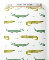 Tissu - Crocodiles verts amusants