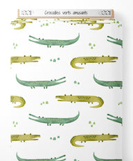 Tissu - Crocodiles verts amusants
