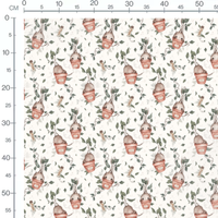 Tissu - Plantes joyeuses sur fond blanc