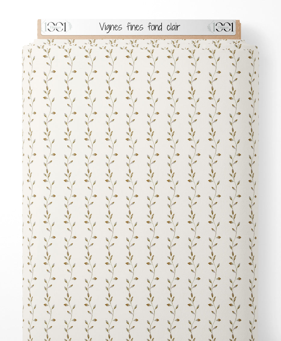Tissu - Vignes fines sur fond clair
