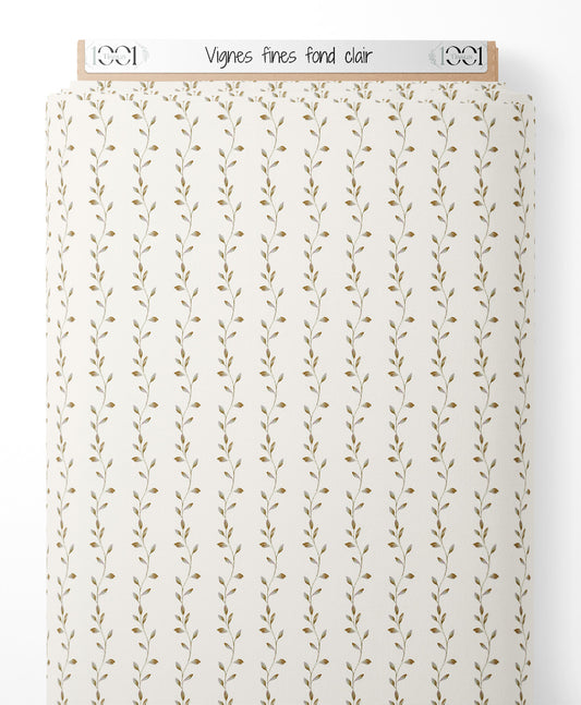 Tissu - Vignes fines sur fond clair