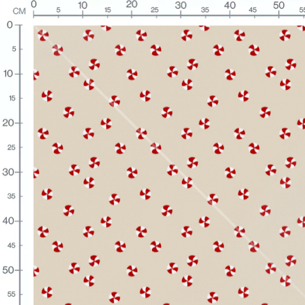 Tissu - Spirales festives sur beige