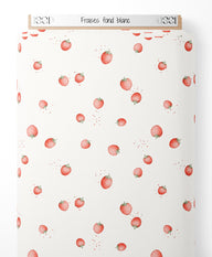 Tissu - Fraises sur fond blanc