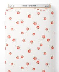 Tissu - Fraises sur fond blanc