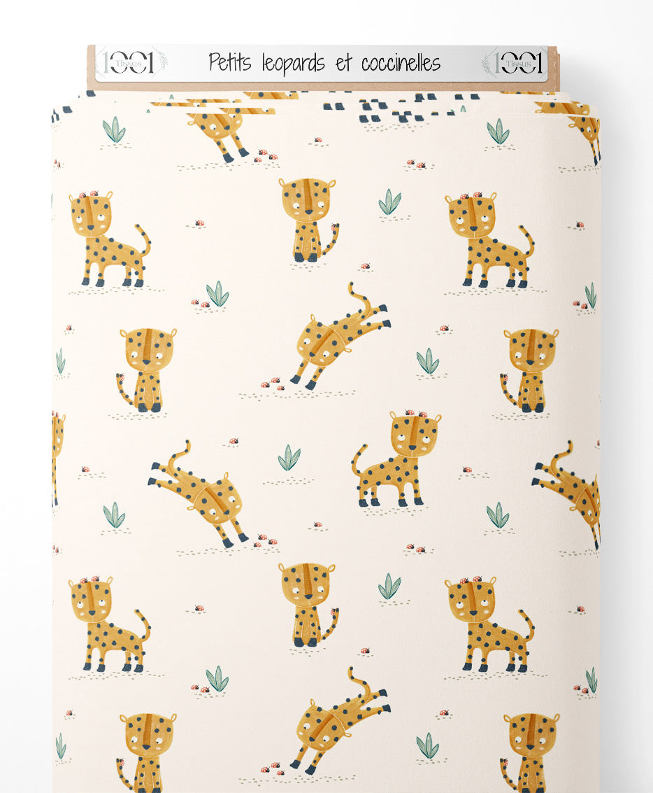 Tissu - Petits léopards et coccinelles
