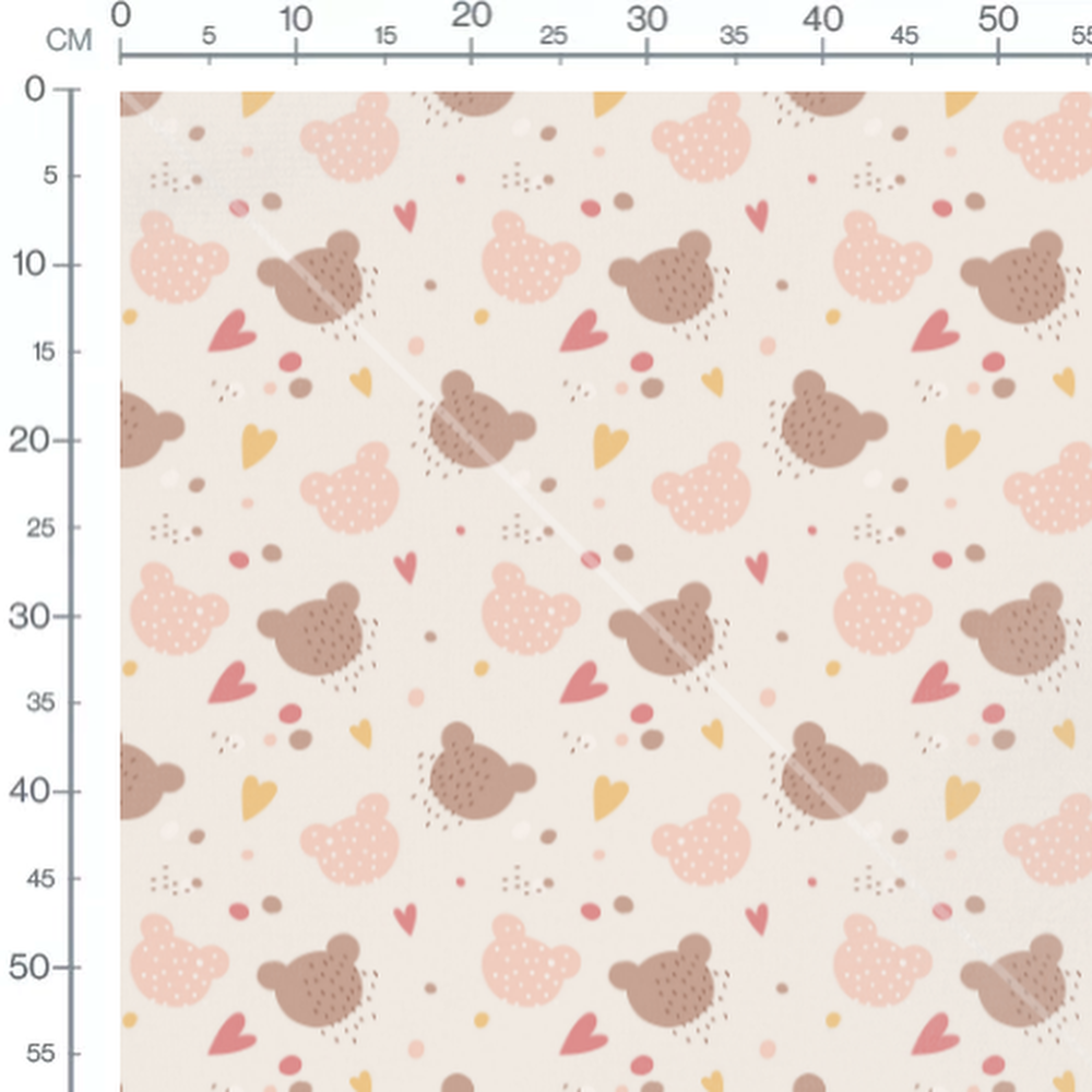 Tissu - Oursons marron sur fond beige