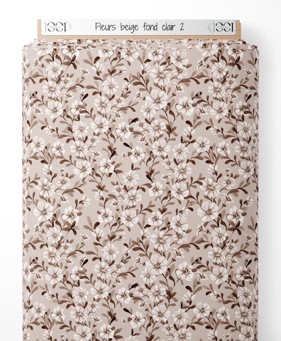 Tissu - Fleurs beige sur fond clair 2