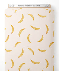 Tissu - Bananes tachetées sur beige