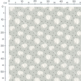 Tissu - Citrouilles blanches sur fond gris