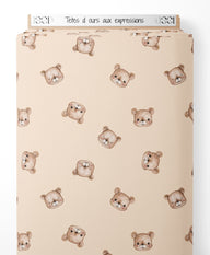 Tissu - Têtes d'ours aux expressions