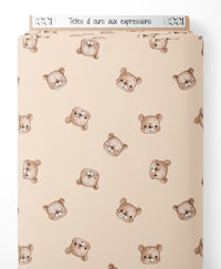 Tissu - Têtes d'ours aux expressions