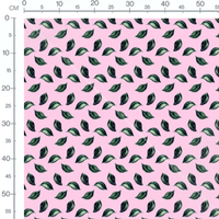 Tissu - Feuilles vertes sur rose