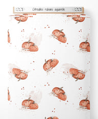 Tissu - Citrouilles rubans aquarelle