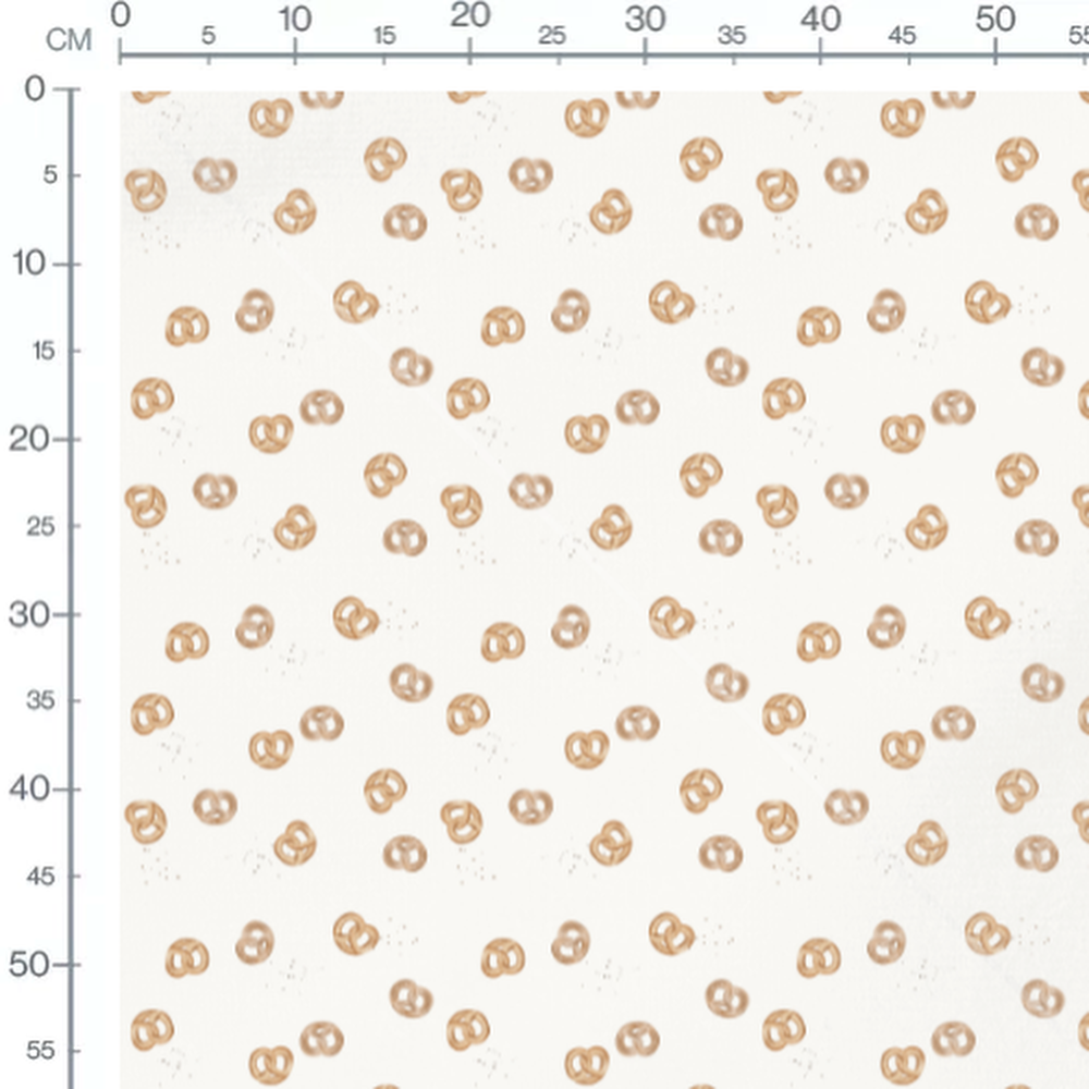 Tissu - Bretzels dorés et taches grises