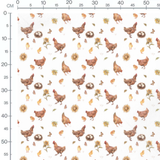 Tissu - Poules et poussins aquarelle