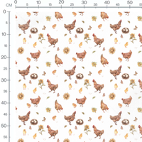 Tissu - Poules et poussins aquarelle