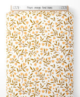 Tissu - Fleurs orange sur fond blanc