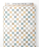 Tissu - Carreaux beige et bleu clair