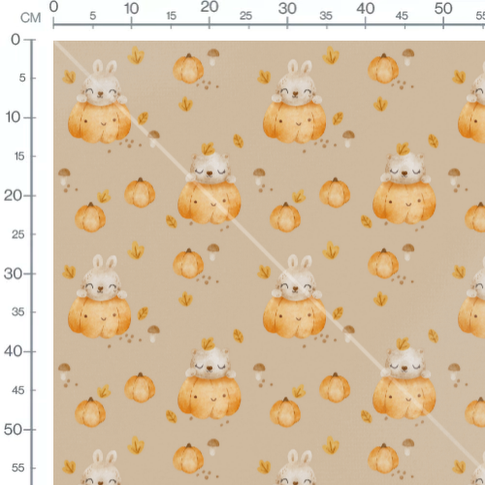 Tissu - Lapins et ours endormis beige