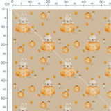 Tissu - Lapins et ours endormis beige