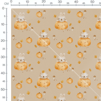 Tissu - Lapins et ours endormis beige