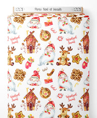 Tissu - Pères Noël et biscuits