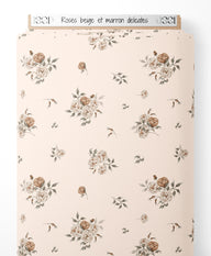 Tissu - Roses beige et marron délicates