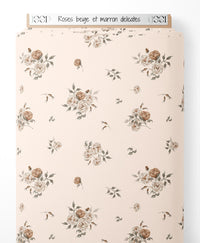 Tissu - Roses beige et marron délicates