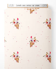 Tissu - Cornets avec cerises sur crème