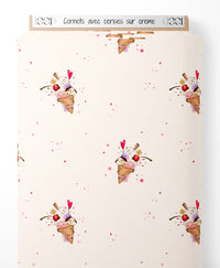 Tissu - Cornets avec cerises sur crème