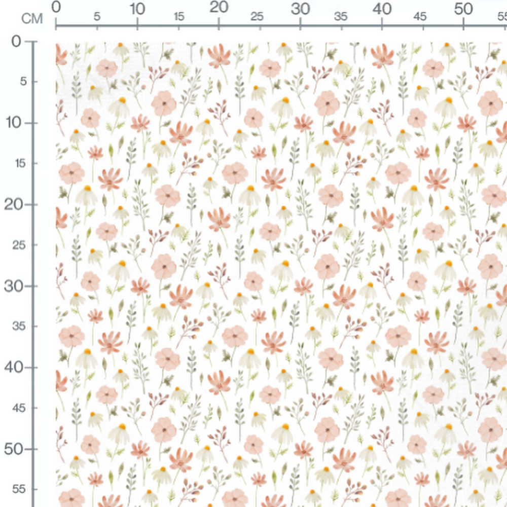 Tissu - Fleurs roses et blanches douces 2