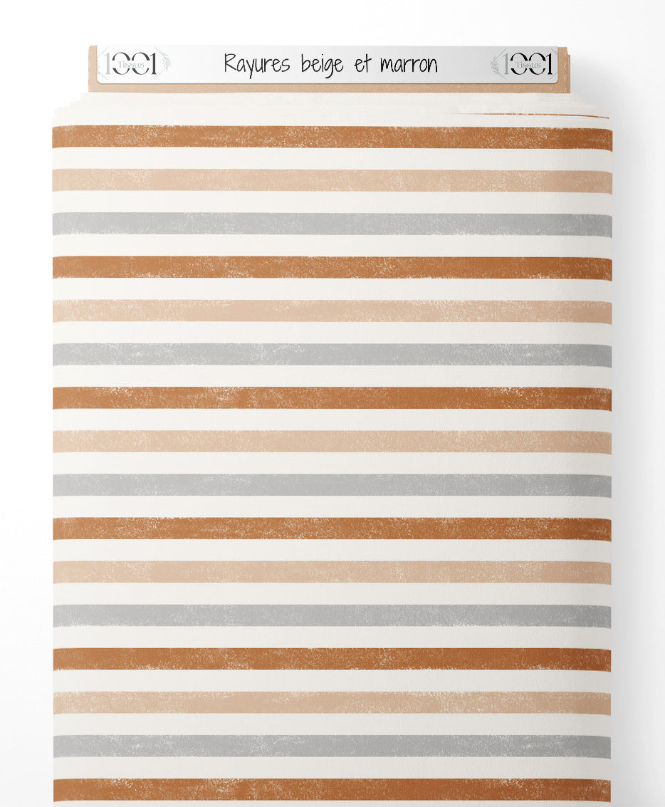 Tissu - Rayures beige et marron