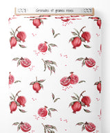 Tissu - Grenades et graines roses