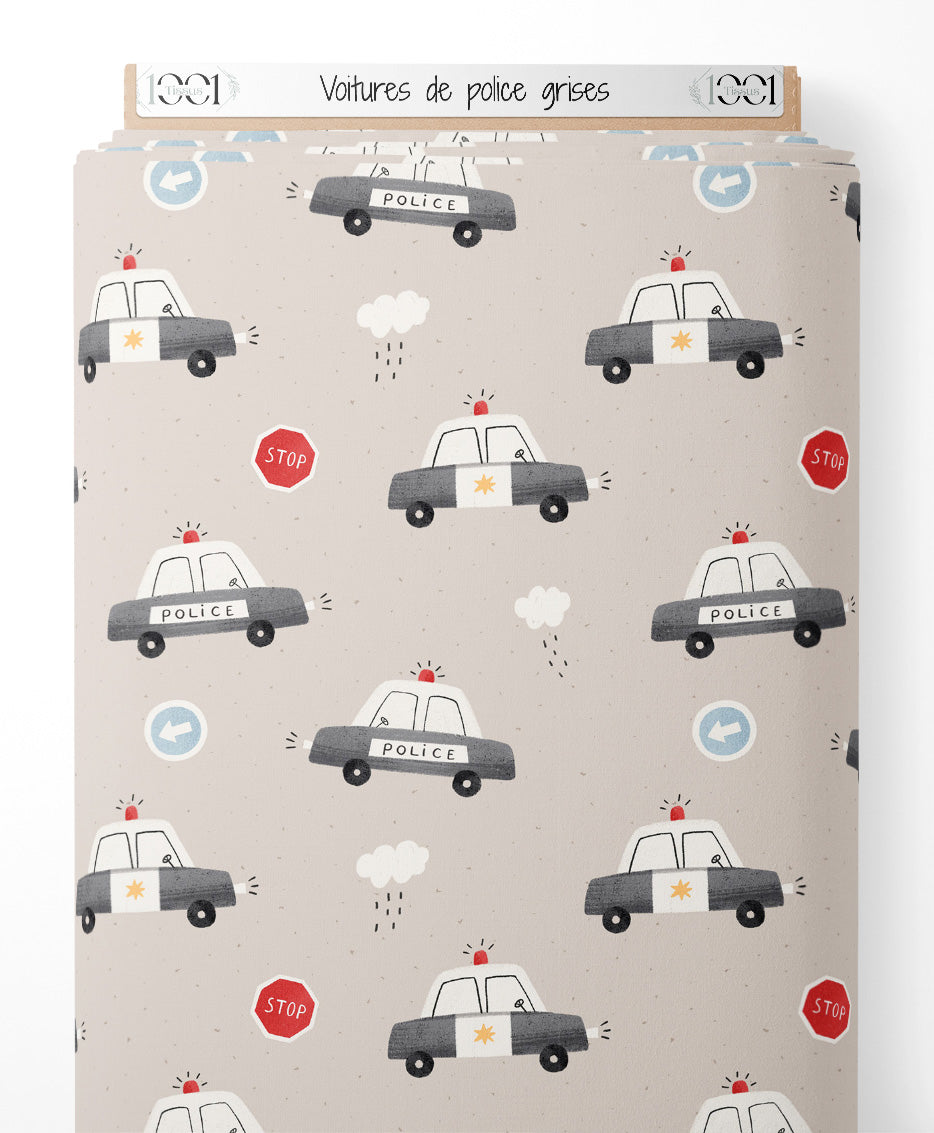Tissu - Voitures de police grises